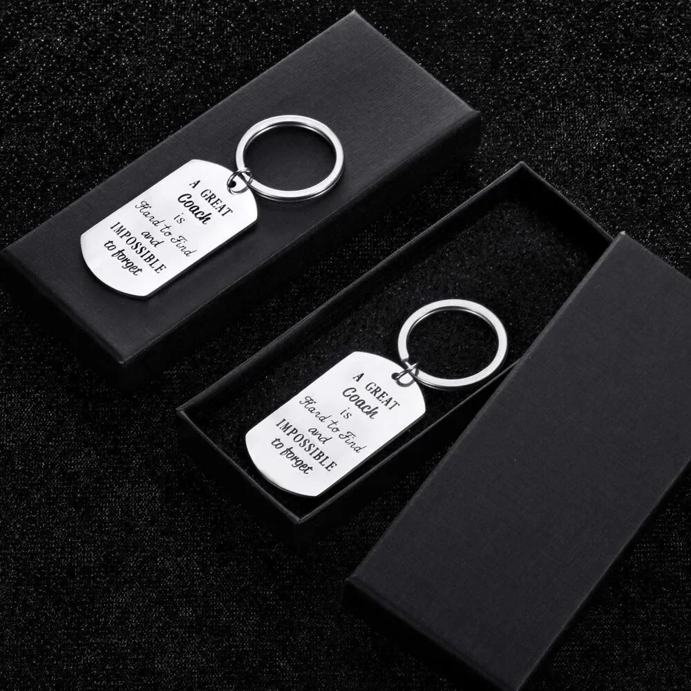 2 Pcs Coach Gift Keychain Stainless Steel Silver 'Great Coach Is Hard to Find'
